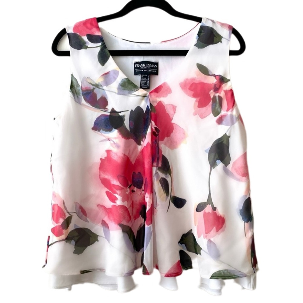 LAST CHANCE SALE!FRANK LYMAN Montreal Multicolored Floral Flowy Blouse Knit Top